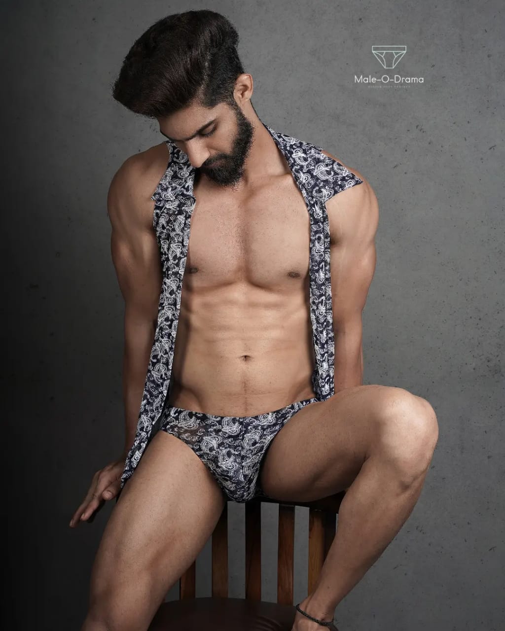 Dark blue and white Digital Printed Coords set in Net Lycra