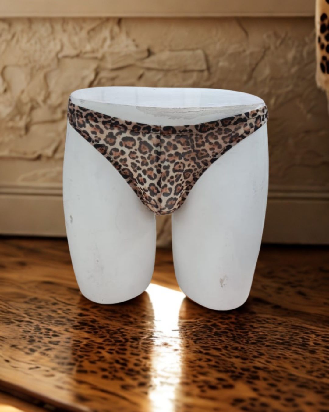 Leopard print mesh brief