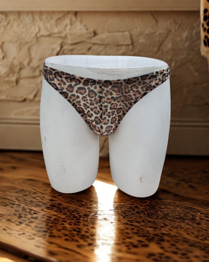 Leopard print mesh brief