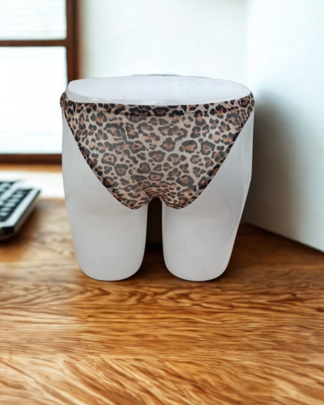 Leopard print mesh brief