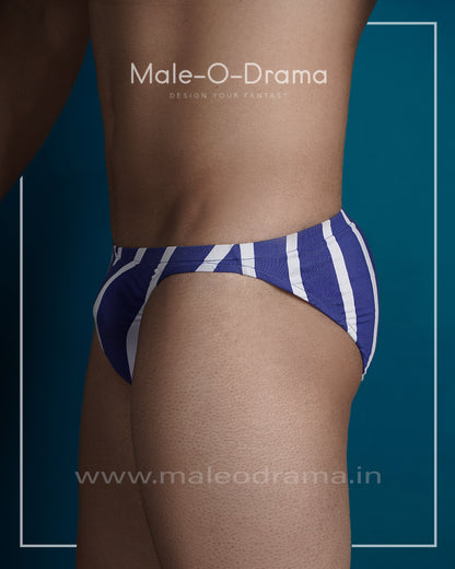Blue and White stripe brief in Cotton Lycra