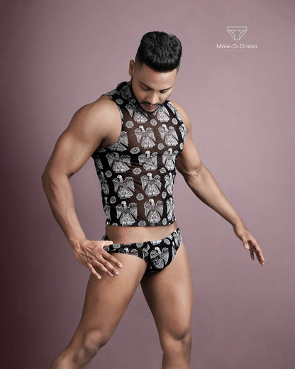 Coords set in Black and White digital printed egle