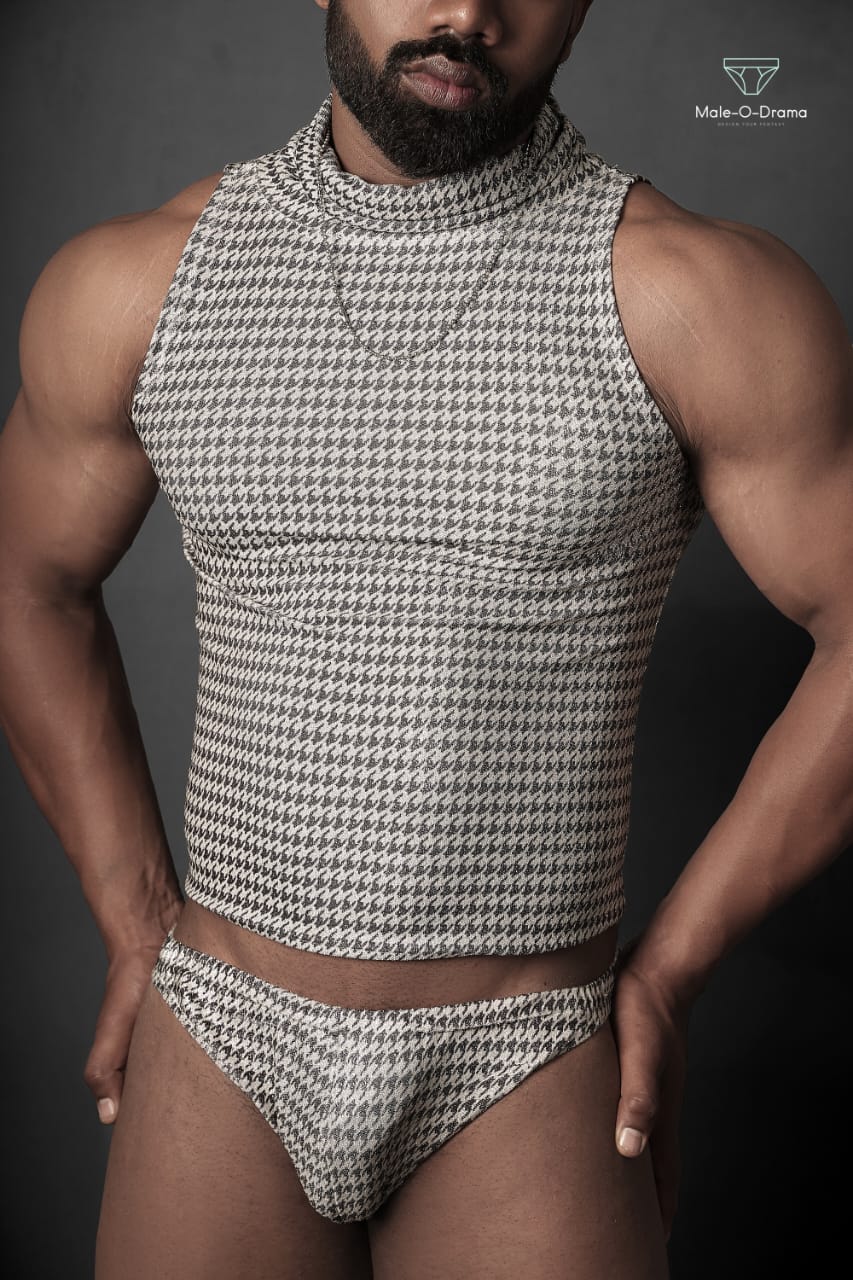 Silver black houndstooth check coords set