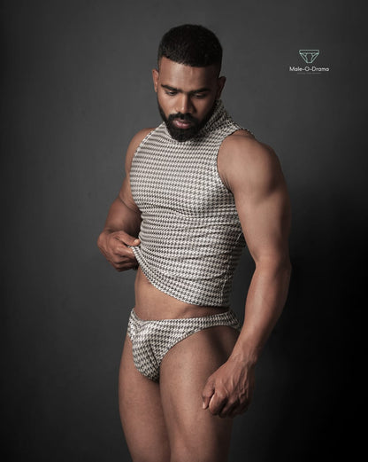 Silver black houndstooth check coords set