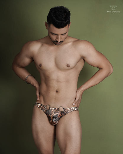 Animal Print Briefs with two metal rings on waistband