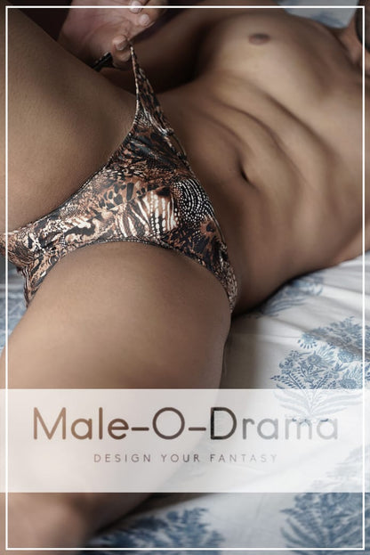 Animal Print Briefs with two metal rings on waistband