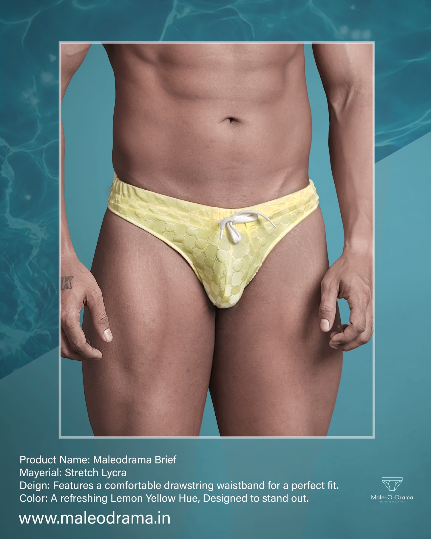 Yellow Swimming trunk with Drawstring