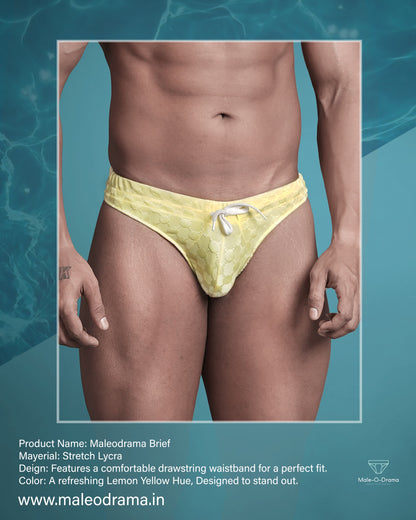 Yellow Swimming trunk with Drawstring
