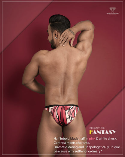 Black printed half and half brief