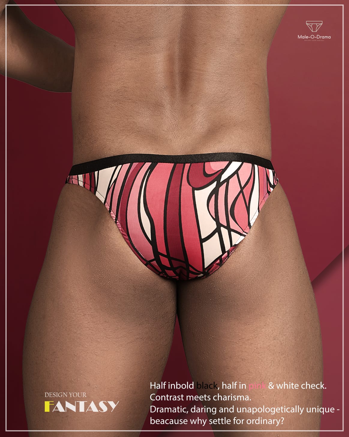 Black printed half and half brief