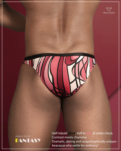 Black printed half and half brief