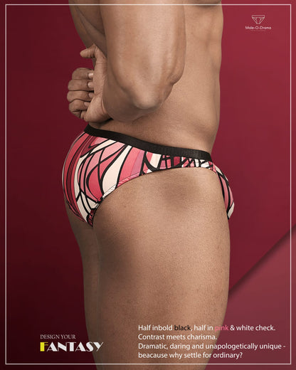 Black printed half and half brief