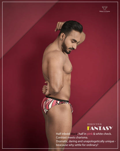 Black printed half and half brief