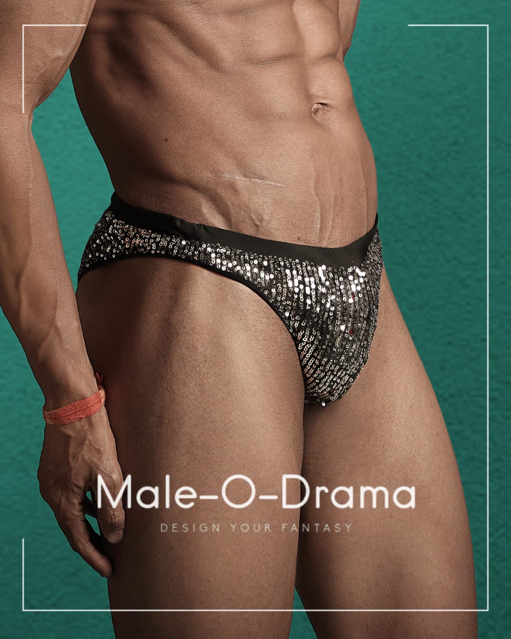 Black sequin lycra brief