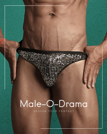 Black sequin lycra brief