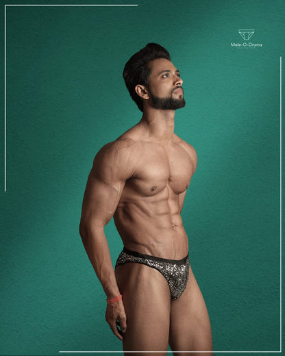 Black sequin lycra brief