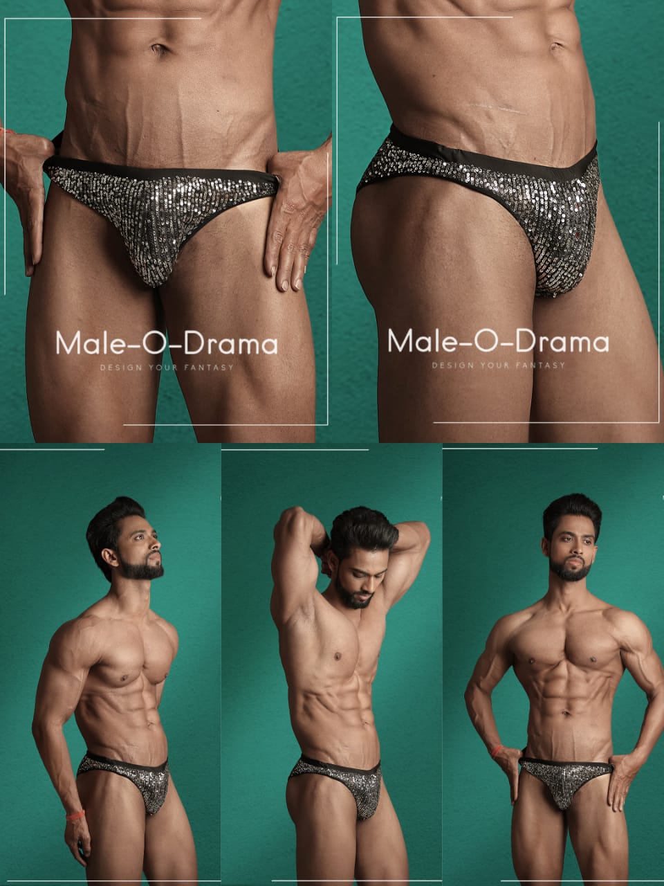 Black sequin lycra brief