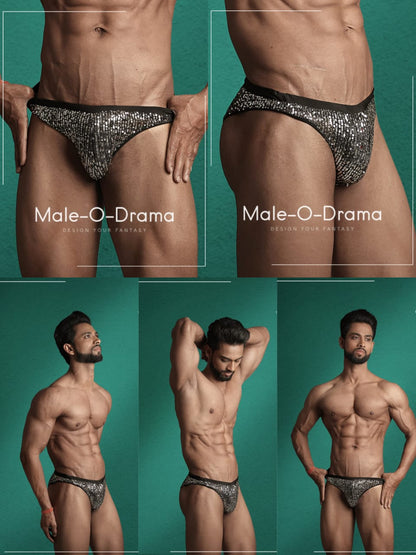 Black sequin lycra brief