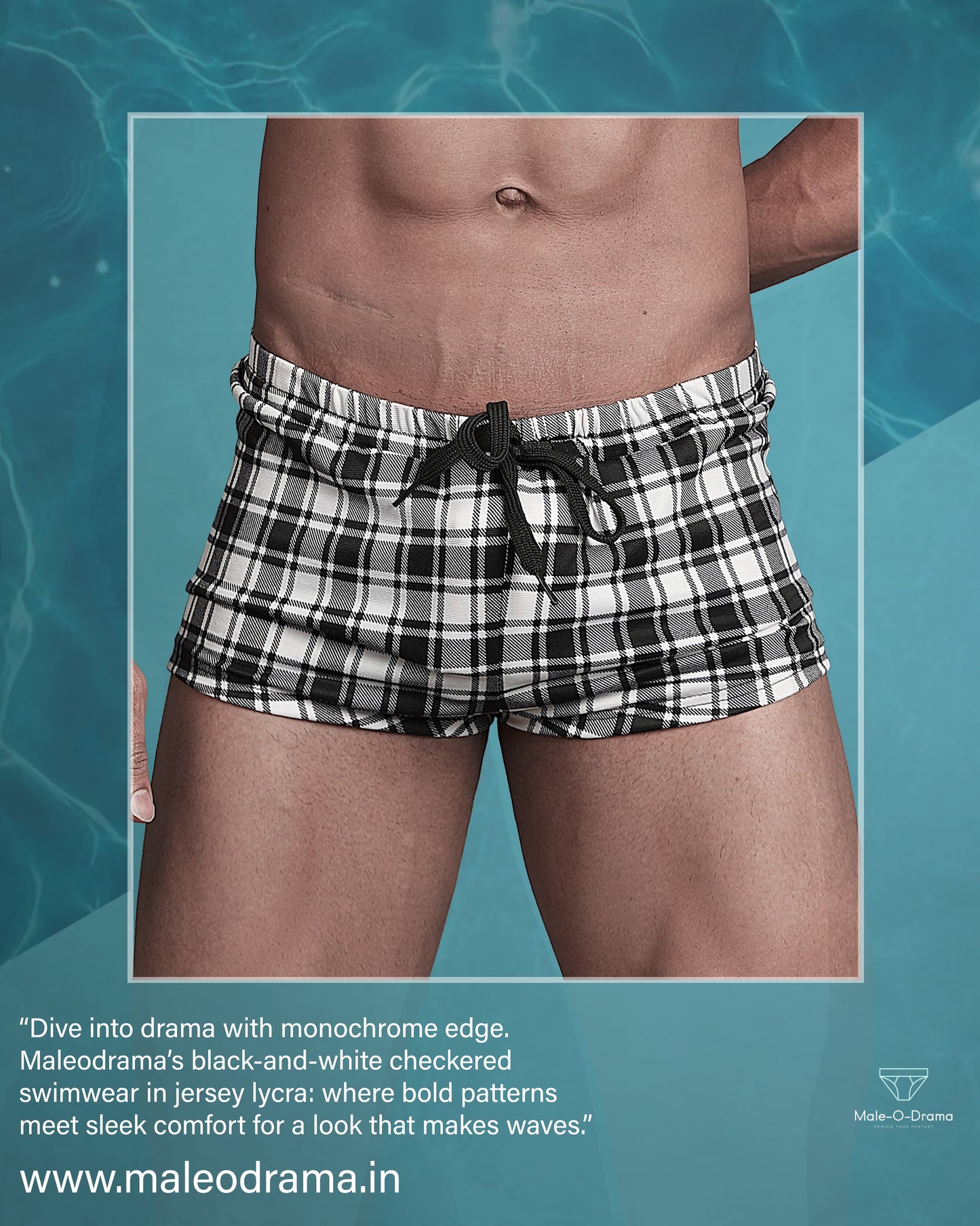Black and white checkered Trunk Swimwear