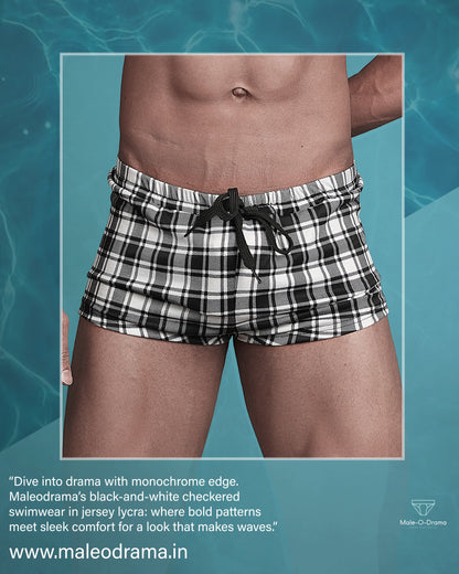 Black and white checkered Trunk Swimwear