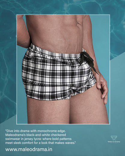Black and white checkered Trunk Swimwear