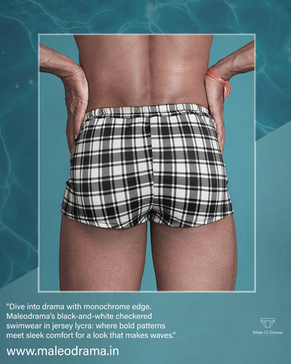 Black and white checkered Trunk Swimwear