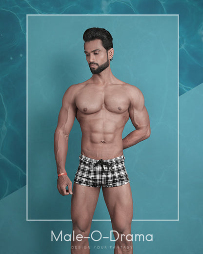 Black and white checkered Trunk Swimwear
