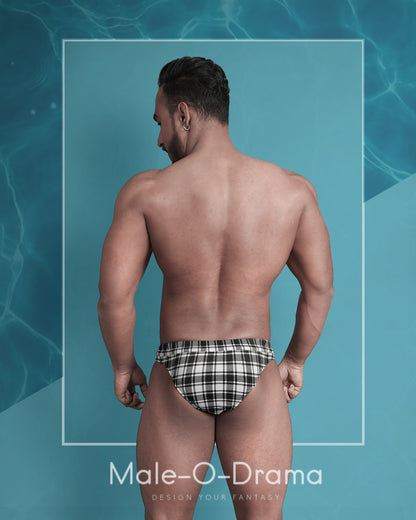 Black and white swimwear briefs in lycra