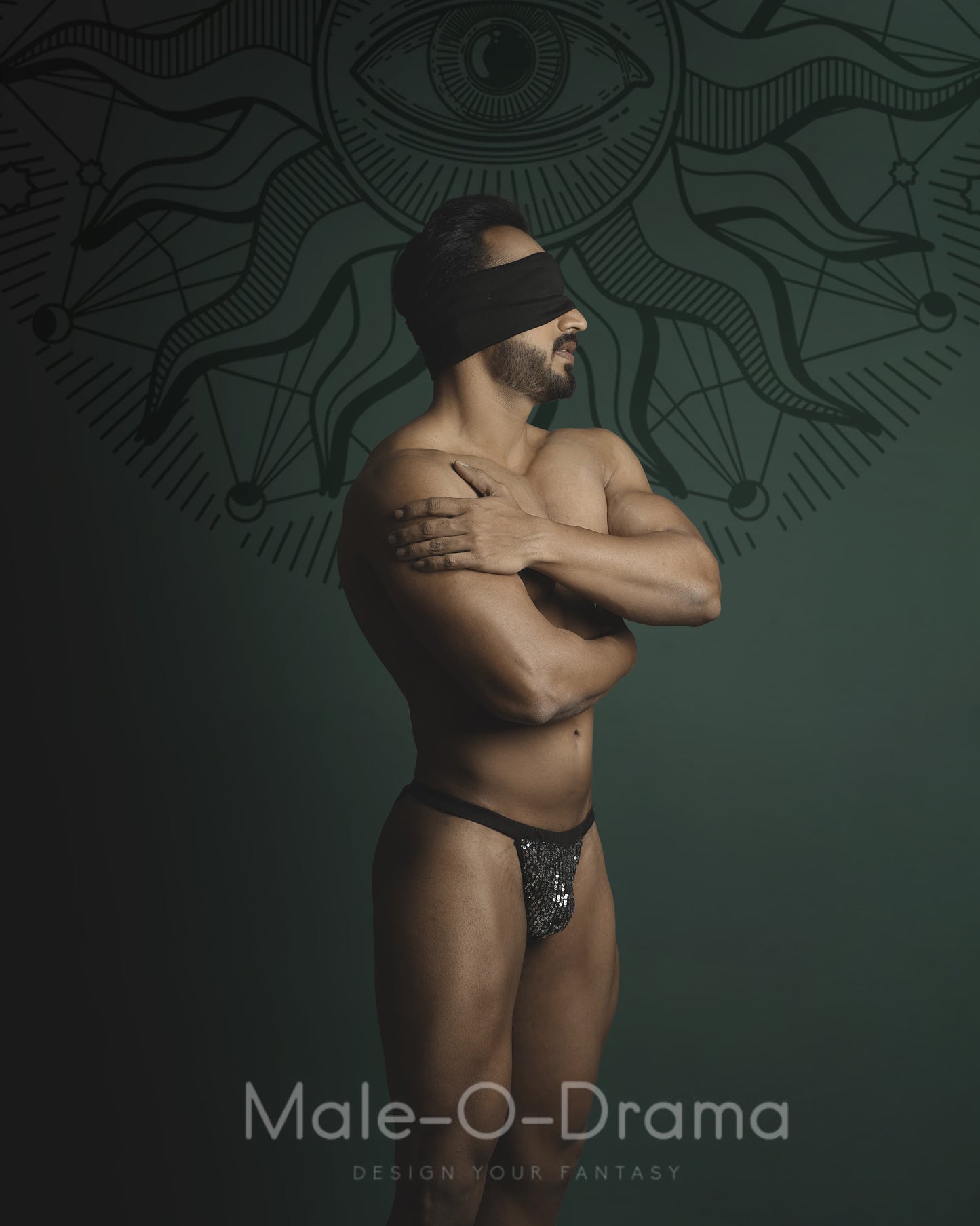 Black Sequin Jockstrap Underwear