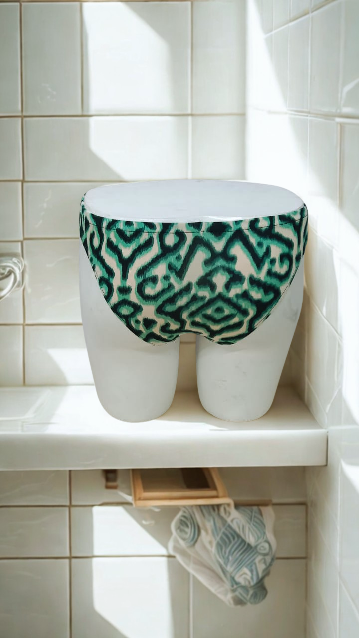 Green and white animal print brief