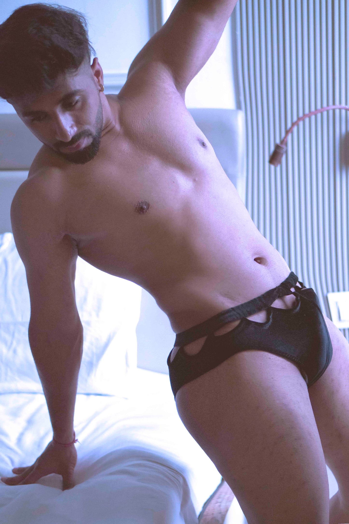 Scalloped Black Velvet Lycra Briefs